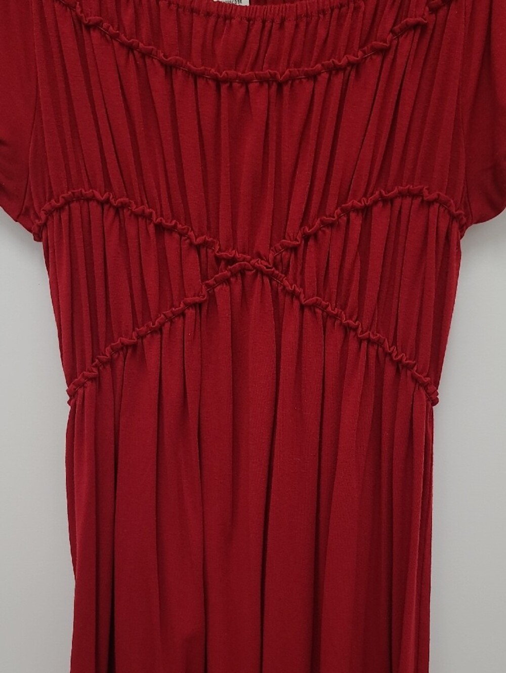 Max Studio Red Off-Shoulder Ruched Tunic Top - Picture 2 of 5